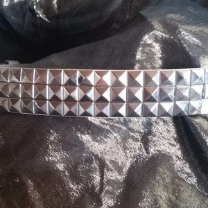 White and Silver  Leather and Studded Belt M 34-36"